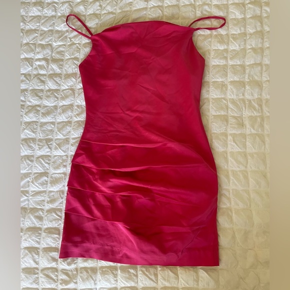 NBD Abra Pink Satin Ruched Mini Dress - Picture 4 of 12